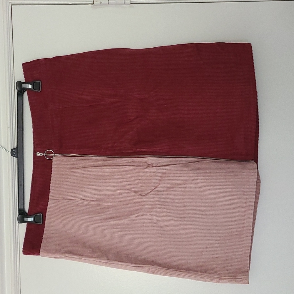 Color Block Corduroy Skirt